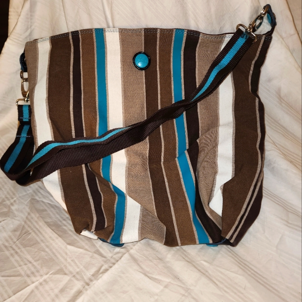 Gabs Striped Brown and Blue Shoulder Bag